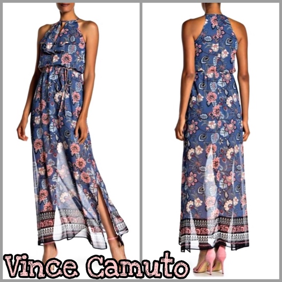 Vince Camuto Dresses & Skirts - Vince Camuto | Blue Floral Chiffon Maxi Dress SZ 2